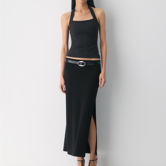 Aritzia Black Halter Tie-Back Tank Top - Picture 4 of 5